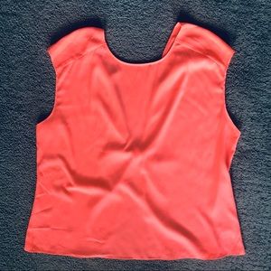 Bright Neon Coral Express Open-Back Blouse